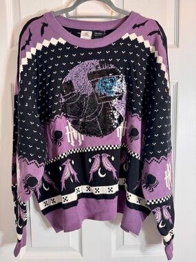 NWT Disney Her Universe The Haunted Mansion Hatbox Ghost Sequin Sweater 2X.